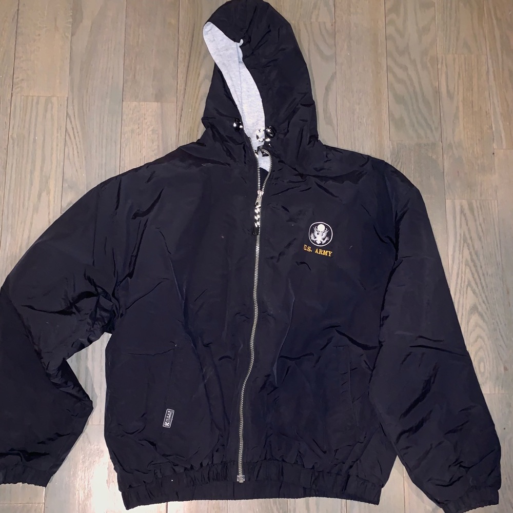 MENS ARMY bomber hooded zip up jacket L
